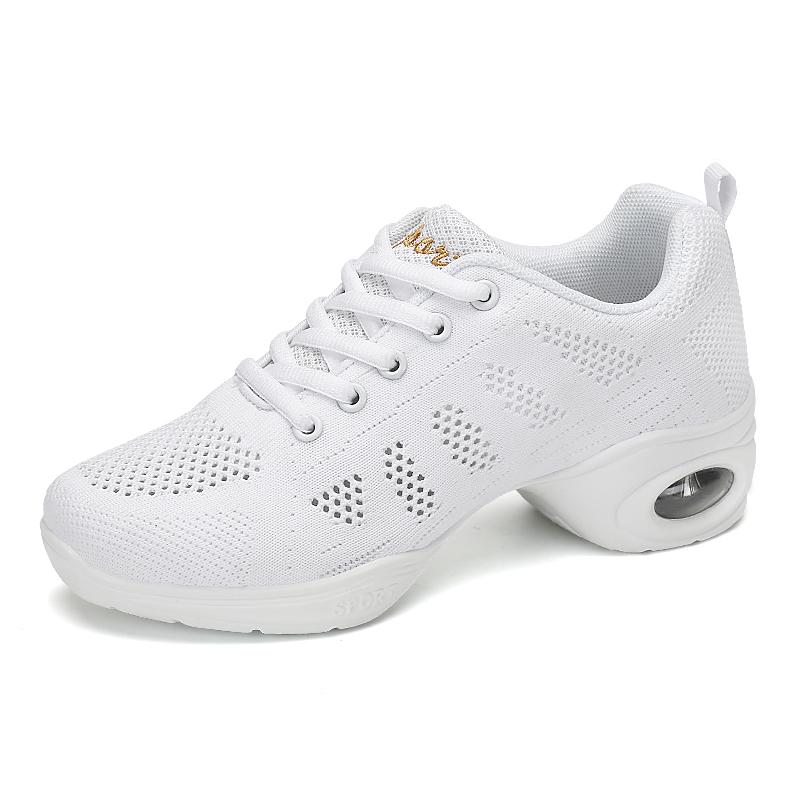 Damskie Oddychające Siatkowe Buty do Tańca z Poduszką Powietrzną Codzienne Sneakersy na Platformie Antypoślizgowa Miękka Podeszwa Nowoczesne Buty do Tańca Jazzowego