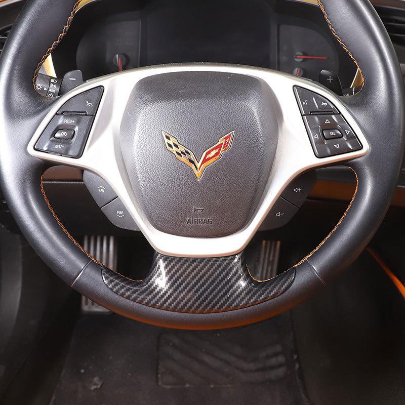 ABS Carbon Fiber/Red For Chevrolet Corvette C7 2014- Car Steering Wheel Cover Trim Sticker Interior Car Accessory