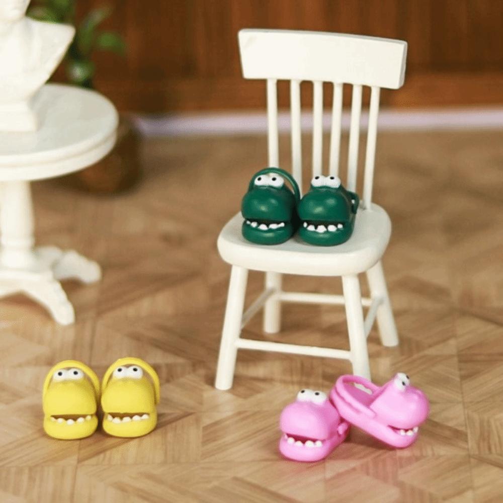 1 Pair Simulation Mini Dinosaur Slippers Round Toe Silicone Dinosaur Slippers  Children Toys