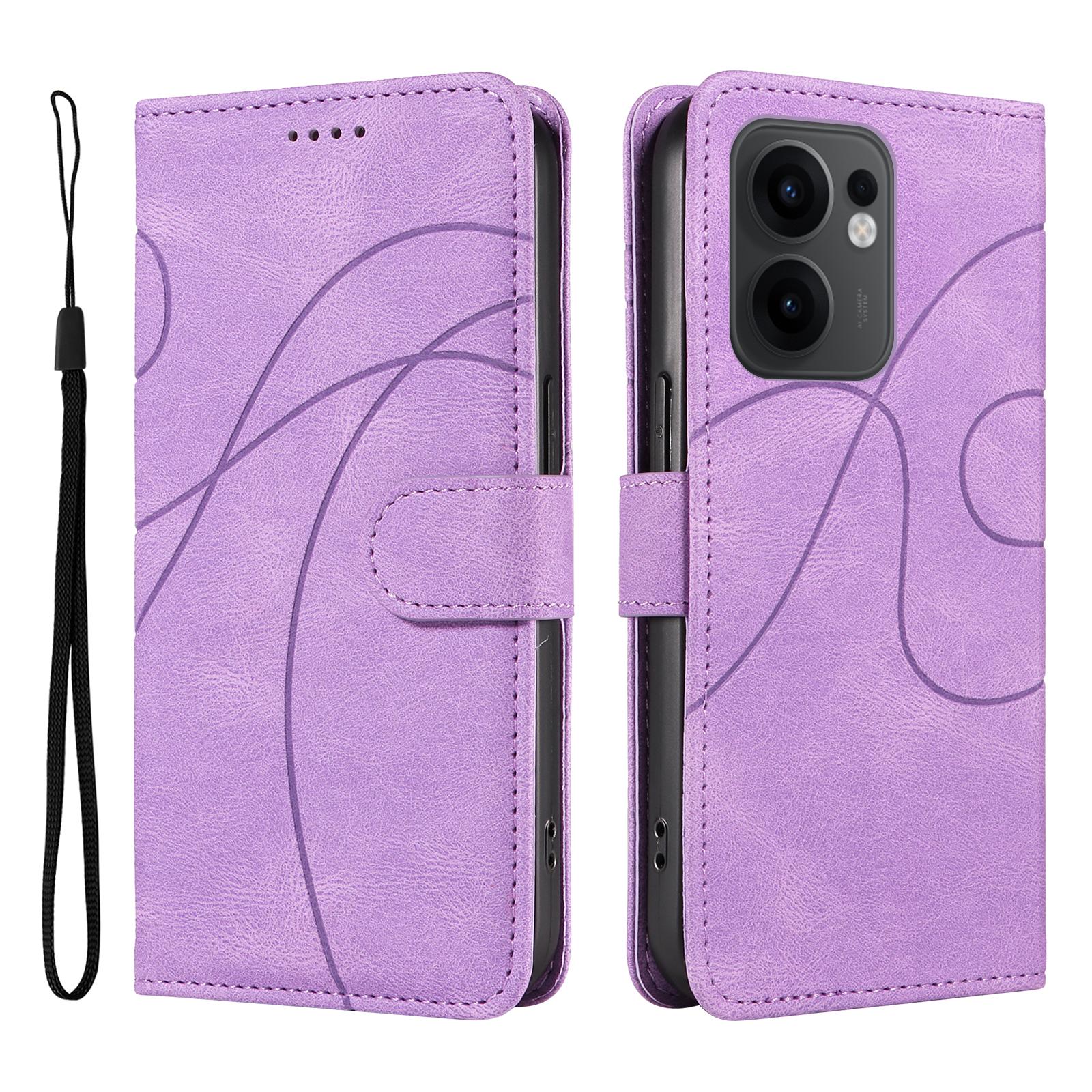 

For Oppo Reno13 F 5G (Reno 13 FS 5G)/4G/Reno13 A 5G Wallet Case Leather Phone Cover Stand with Curved Line Design D