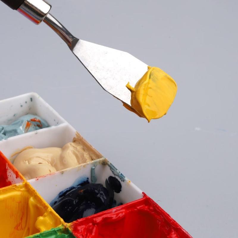7Pcs Spatula Palette Tool Set Wood Handle Palette Tool Stainless Steel Mixing Scraper for Oil Acrylic Painting