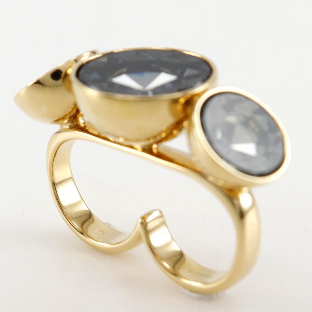 LOUIS VUITTON Over the Rainbow Ring M65256 Sparkling Double Finger Twist band gray Plated Gold #7.0(US Size) 31.9g Women Used