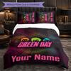 Green Day Customized Name Text Bedding Set, 1 Duvet Cover & 2 Pillowcases Personalized Bedroom Gift