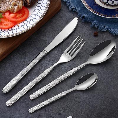 Edelstahl Besteckset Steinstrukturierter Griff Steakmesser Gabel und Kaffeelöffel Hochwertig Geeignet für Restaurants und Hotels