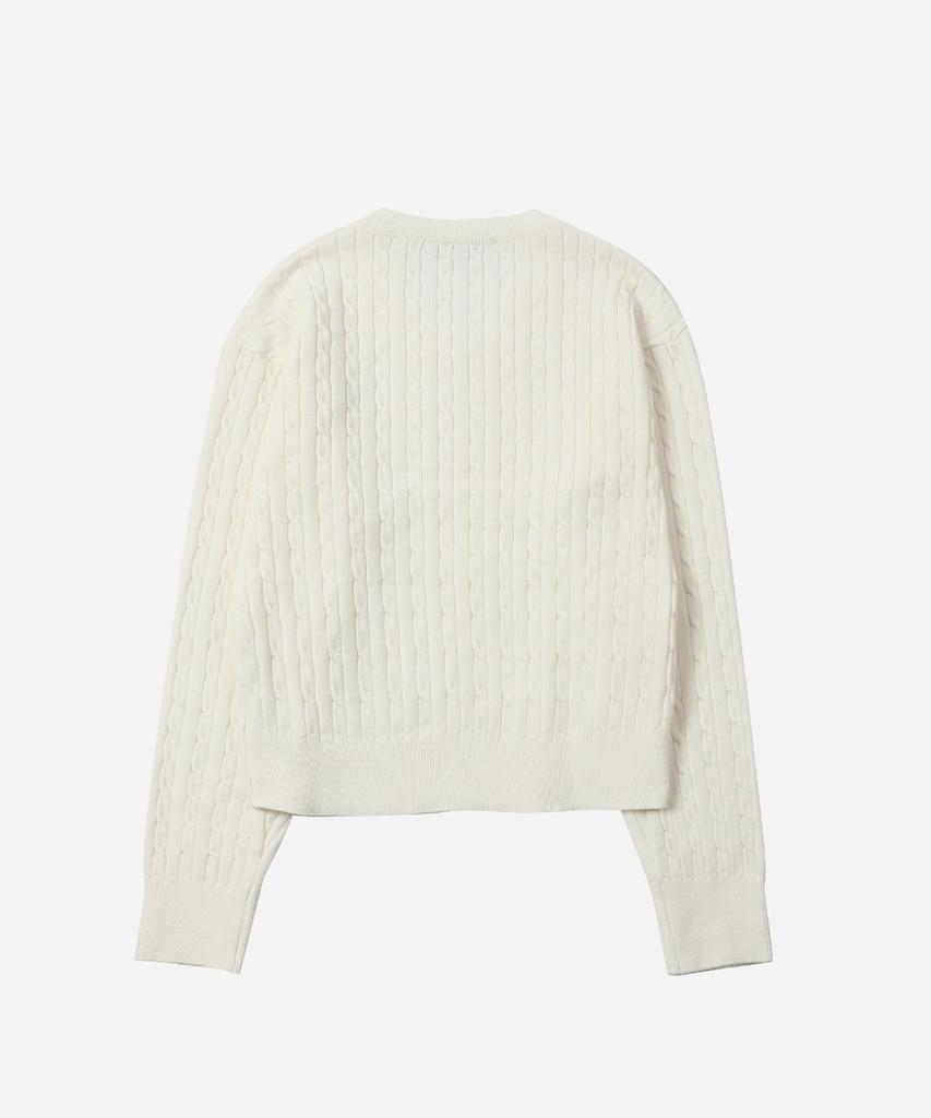 Solteuaenchokollis Sac Logo Cable V-Neck Knit Ivory 4W2316001