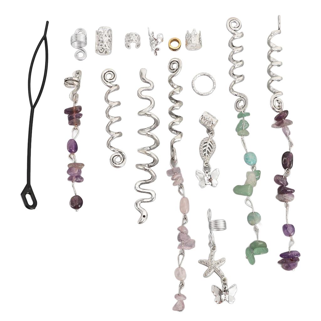 Hair Dreadlocks Rings Hair Braid Clips Alloy Braid Hair Jewelry for Banquets Film Shows Weddings Silver