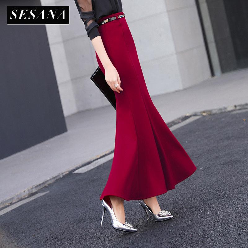 Women's Fishtail Skirt Skirt Autumn New Slim Bag Hip High Waist Skirt Casual Ruffle Skirt