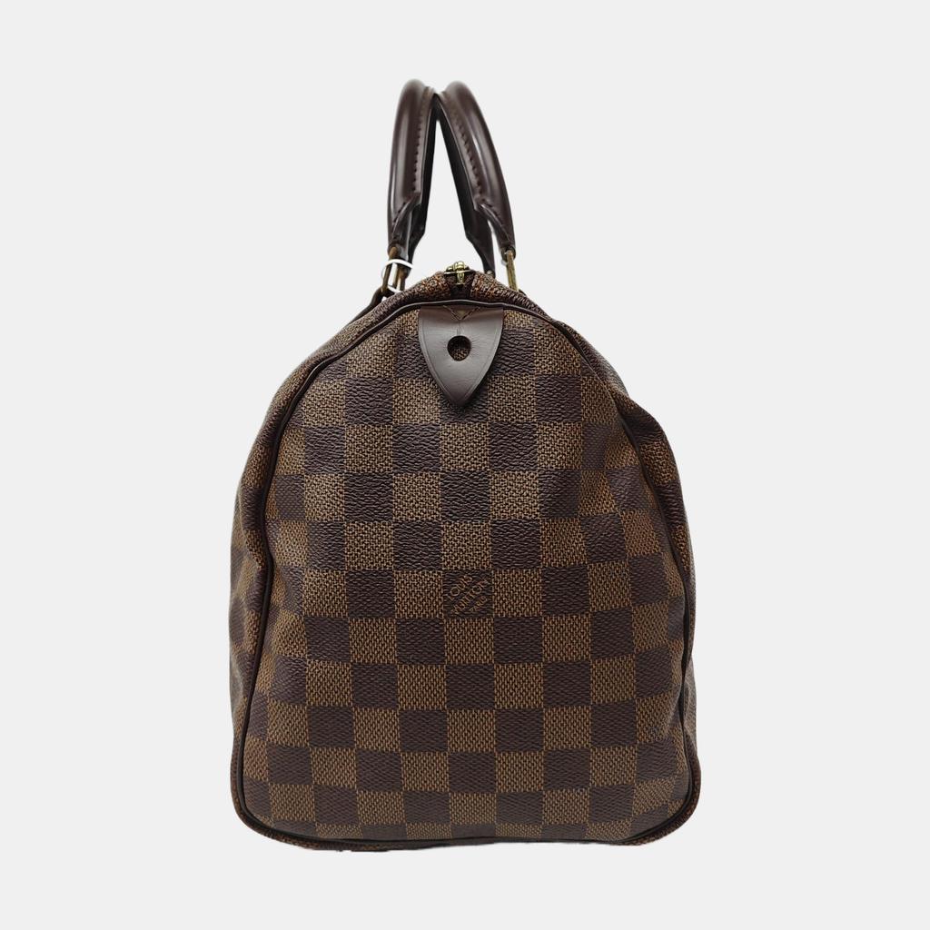 [Pre-Owned] Speedy 30 Checkered Zipper Closure Coated Canvas With Leather Trim Handbag - Good #BHOOEM