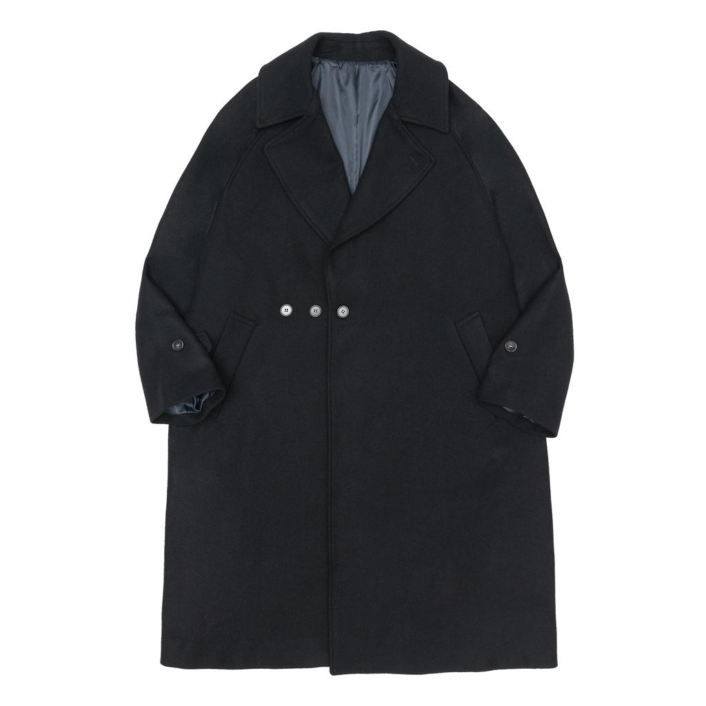 Moaa Wool Over-Three-Button Double Coat (Black)