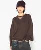 XTONZ Xtk180 Striped Layered V-Neck Pullover Knit (Brown)