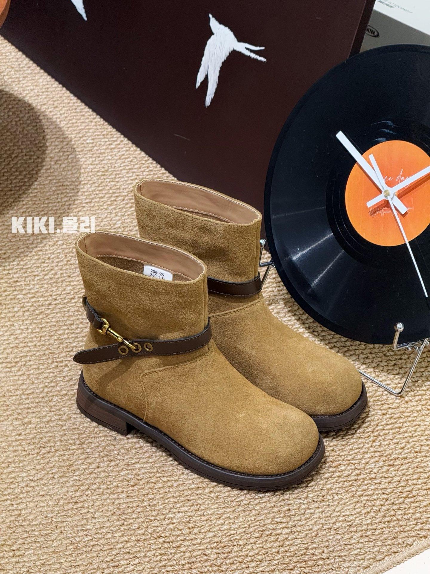 

Leather frosted retro sleeve Chelsea boots women s 2025 autumn and winter new belt buckle British style fashion versatile short boots 35