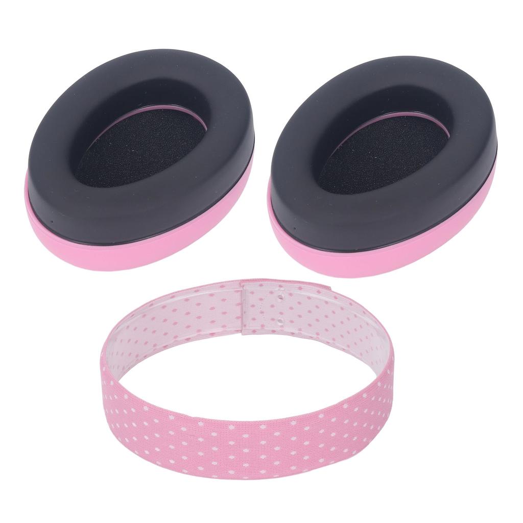 Baby Ear Muff Elastic Hearing Protection Noise Blocking Infant Earmuff for Sleep Travel Pink
