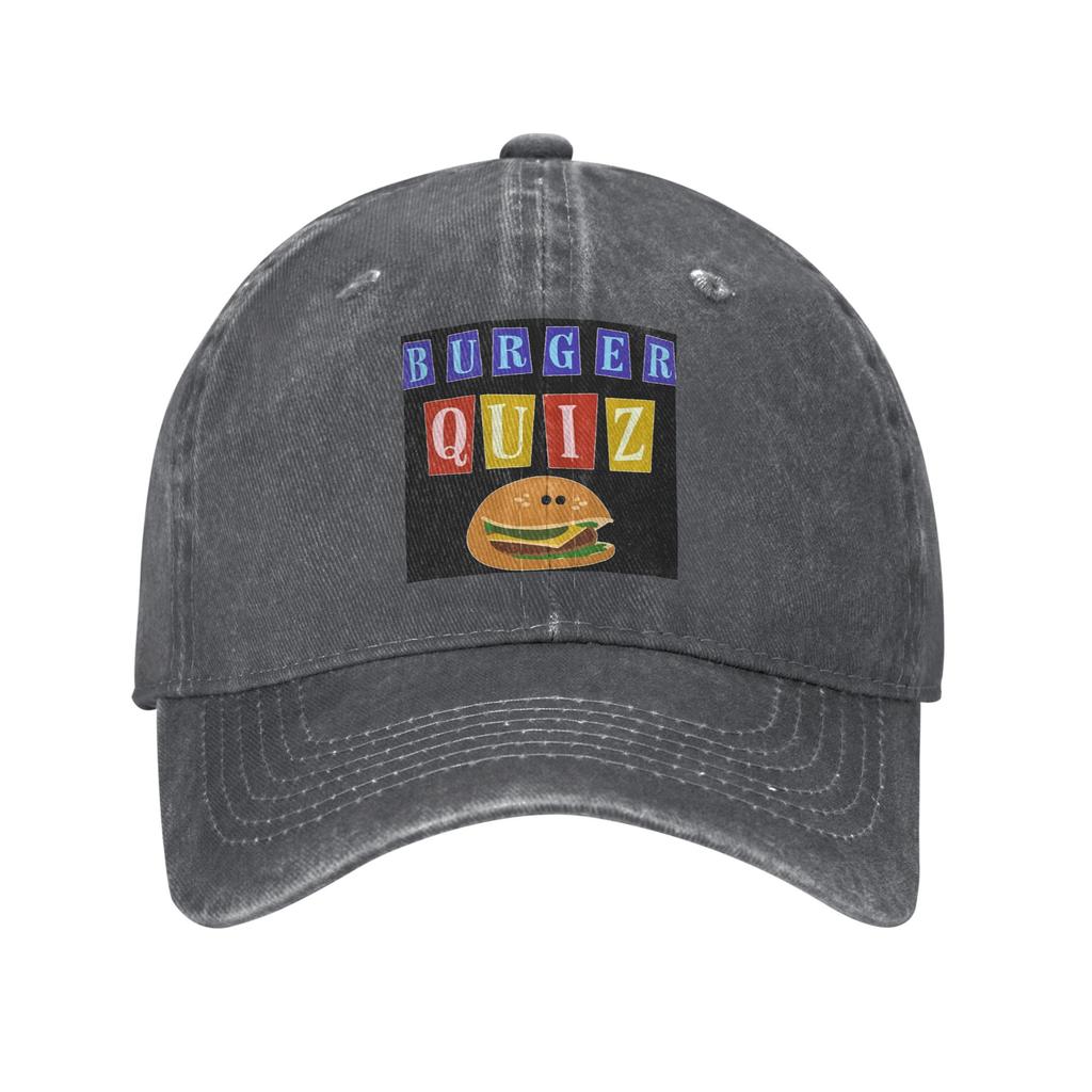 Burger Quizz New Logo Baseball Caps Denim Fabric Hats Adjustable Casquette Sports Baseball Cowboy Hat for Unisex