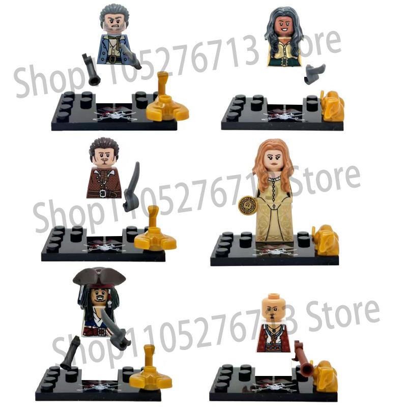 Classic Movie Pirates of the Caribbean Figures Building Blocks Sets Captain Jack Sparrow Davy Jones Accessories Children's Toys