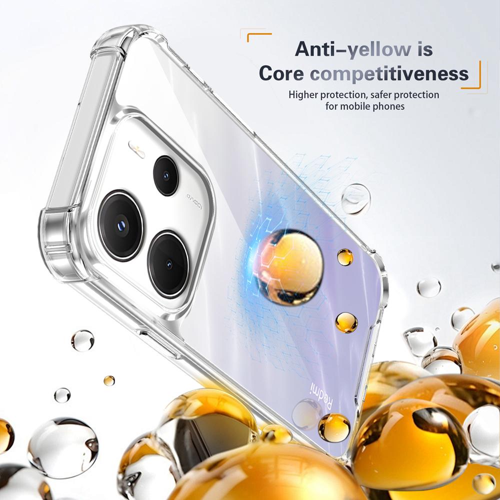 KEYSION Four-Corners Shockproof Transparent Case for Redmi Note 14 4G 5G Soft TPU+PC Clear Phone Cover for Redmi Note 14 5G