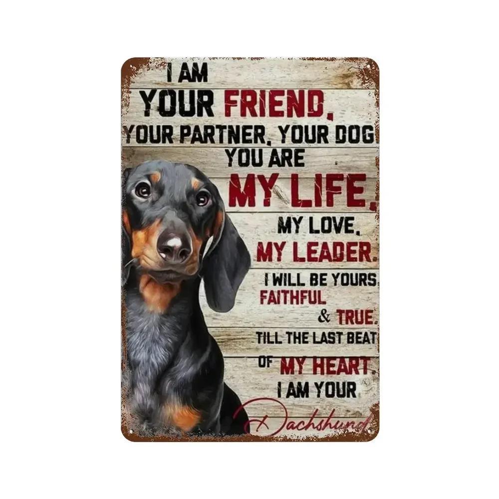 1Pc Vintage Funny Dachshund Dog Doberman Metal Aluminum Signs Napkins My Lord Metal Poster Dachshund Art Metal Plaque Wall De