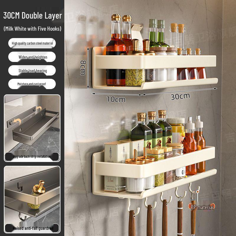 Portaspezie da Parete Color Antracite - Scaffali da Cucina Senza Foratura
