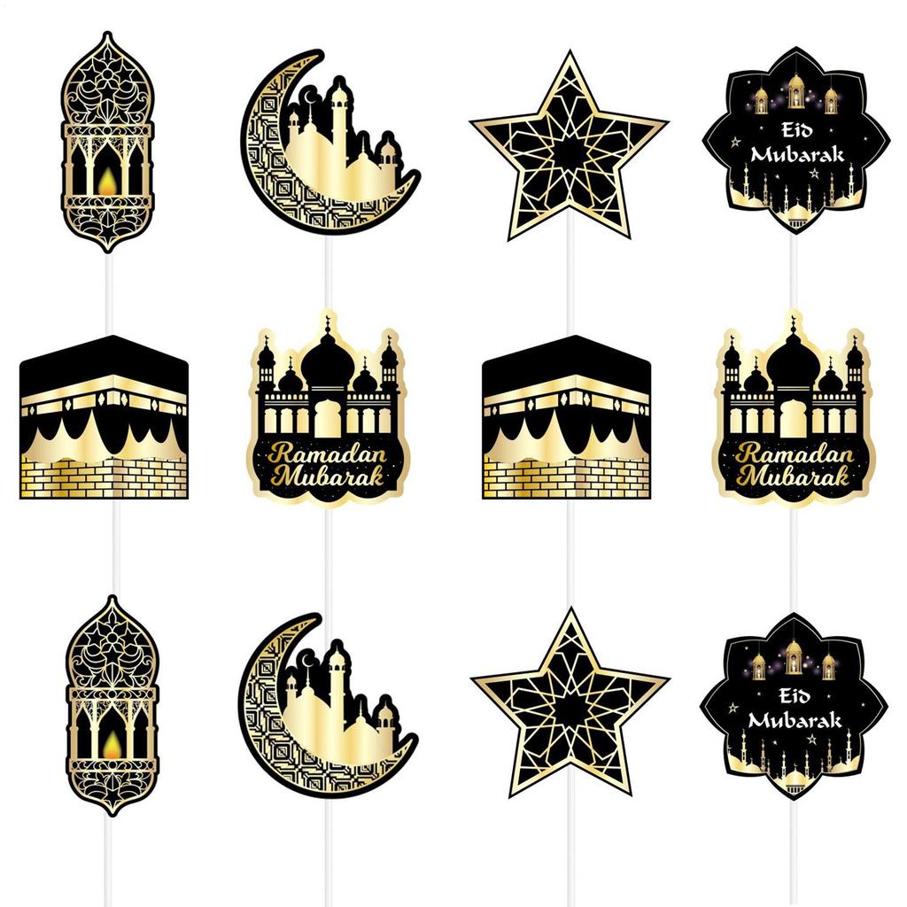 Festive Banner Black Gold Background Prop With Cake Topper Moon Star Party Garlands For Indoor Event Workplace Home Celebration