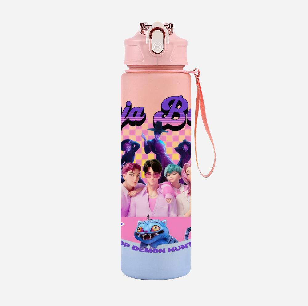 750Ml Water Bottler Anime K-Pop Demon Hunters Printed Character Water Cup Large Capacity Outdoor Portable Rope Drinking Bottle for Boy Girl Gift