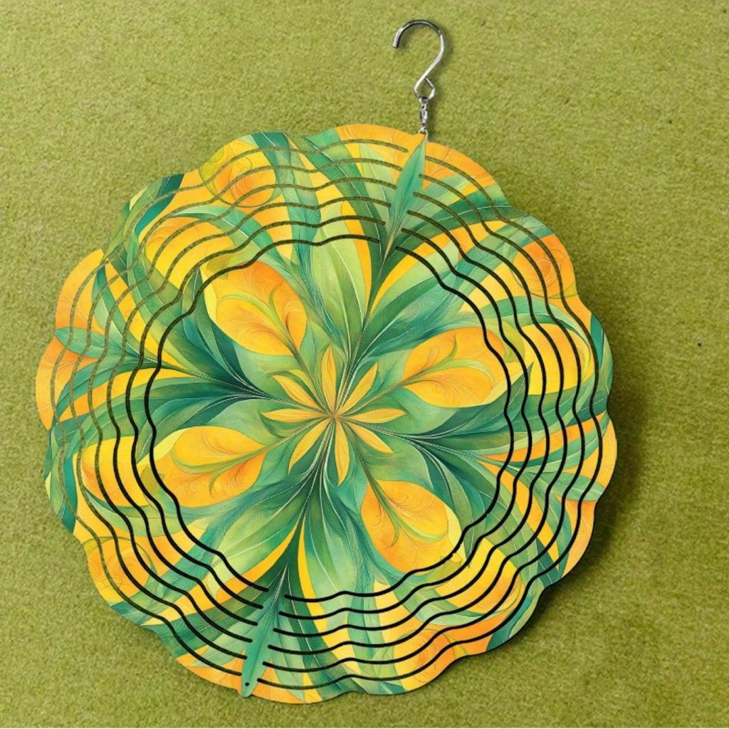 10 Inch Metal Wind Spinner with 360 Degree Hook Vibrant Leaf Design for Garden Balcony Outdoor Decor All Season Hanging Ornament