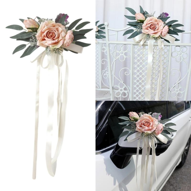 Artificial Flower Bouquet Romance Wedding Car Rearview Decoration And Celebration Venues Layout Setting Flower Decors
