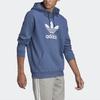 adidas Originals Trefoil Print Logo Hoodie Long Sleeve Pullover Sweatshirt Men Tops Blue GN3460