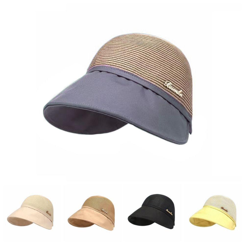 Solid Color Sunshade Cap Wide Brim Bucket Sunhat Casual Sun Protection Cap  Camping