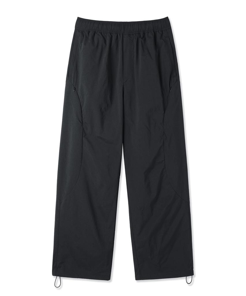 OHY Side Circular Zip High Nylon Pants - Black