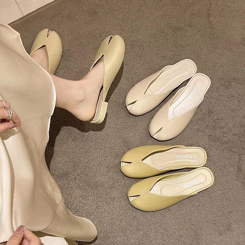 Fashion Baotou Half Slippers 2025 New Korean Edition Women's Summer Outerwear Bow Fashion Cool Trawl Red Versatile Fashion Flat Bottom