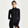 Weiman's New Sports Coat, Women's Slim and Thin Yoga Top, Long Sleeve Belt, Finger Cover, Stand-up Collar, High-end Yoga Clothes.