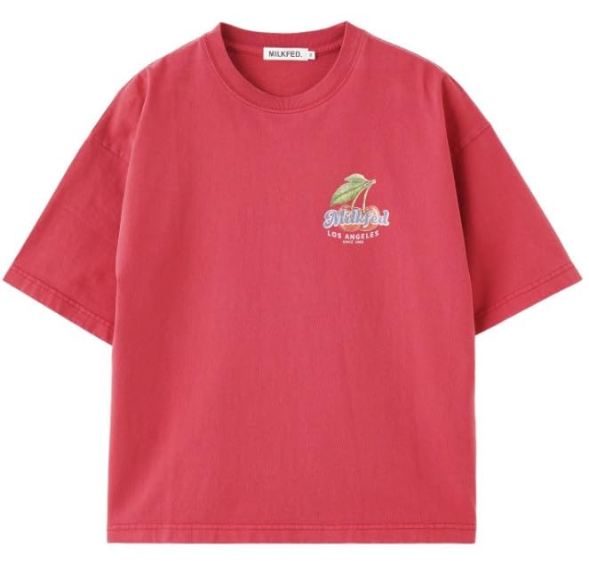 Milkfed Casual Fresh Cherries Wide Short Sleeve Red Women's Tee,