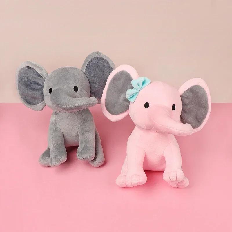 25cm Colorful Elephant Stuffed Plush Toys Kawaii Animals Soft Soother Sleeping Stuffed Pillow Doll Plushie for Baby Room Decorative Gifts