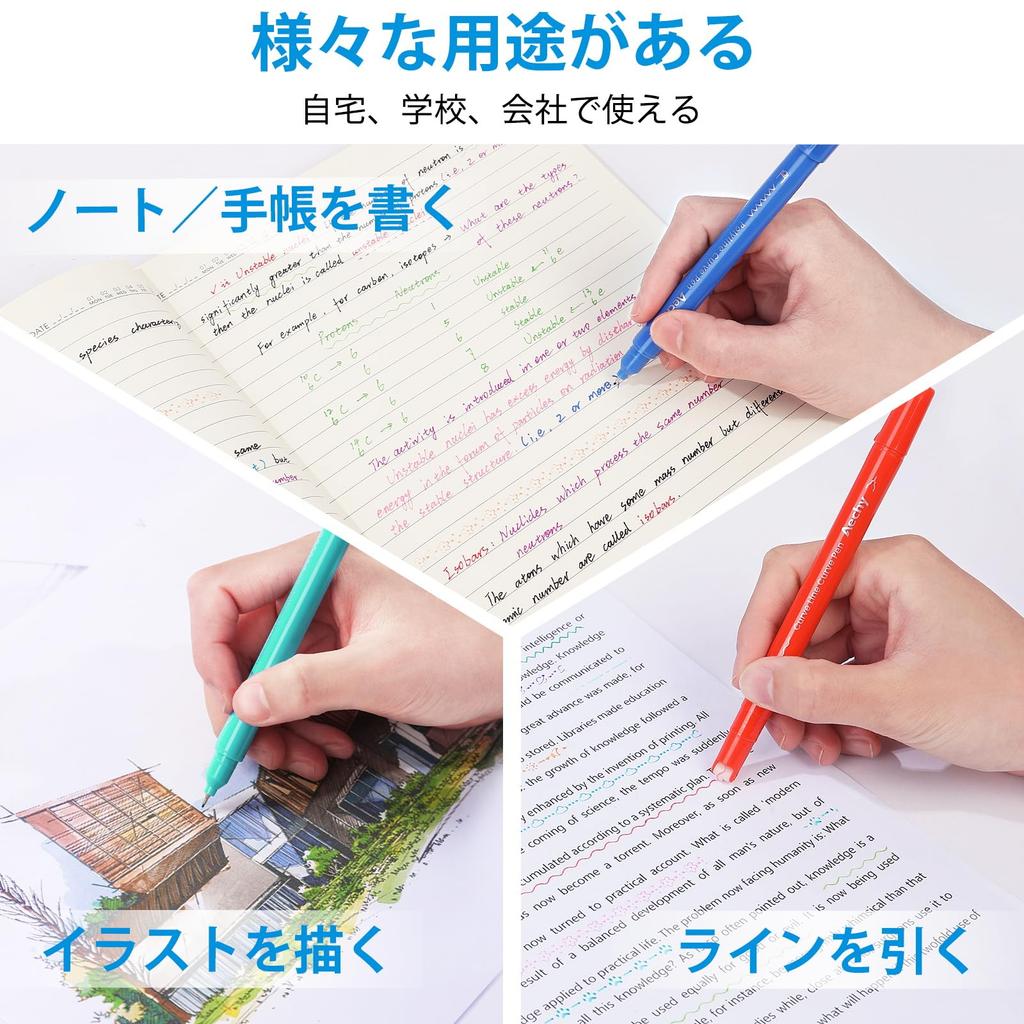 Aechy Curved Color Pen Set with Dual Tip and Fine 10 Roller Perfect for Making 10 Pens, Water-Based Highlighters, 12-Piece Tip, Stamps, Quick-Drying,