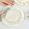 [Bohemian Coaster] Bohemian Round Braided Coaster with Tassels | Handmade Macrame Cup Cushion, Non-Slip Coffee Pad for Restaurants