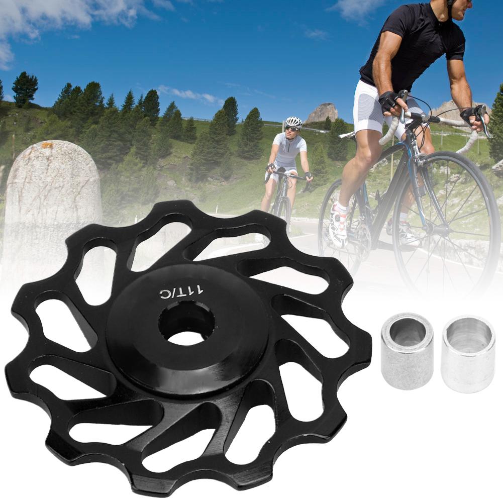 11 Teeth Mountain Bike Ceramics Wheel Rear Derailleur Guide Pulley Roller Bicycle Aluminium Alloy BearingBlack