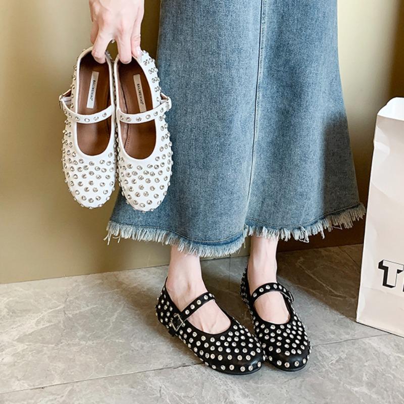 Zapatos Planos de Mujer Nuevo Verano Mujer Cabeza Redonda Transpirable y Cómodo Zapatillas de Mujer Zapatos Mary Jane Zapatos De Mujer