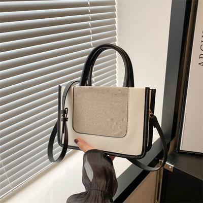 2025 Summer New Daily Portable Webbing Commuter Splicing Contrasting Color Casual Crossbody Shoulder Women's Small Square Bag