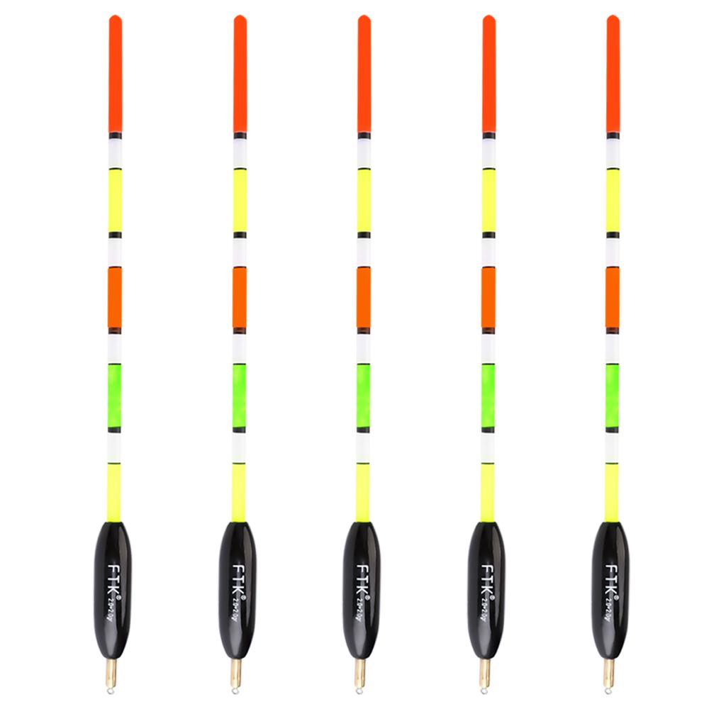 

FTK 5 шт. аксессуаров для рыболовных снастей на открытом воздухе для поплавка со свинцовой рубашкой из дерева, большой плавучестью и утолщенным хвостом 2.0g+2.0g