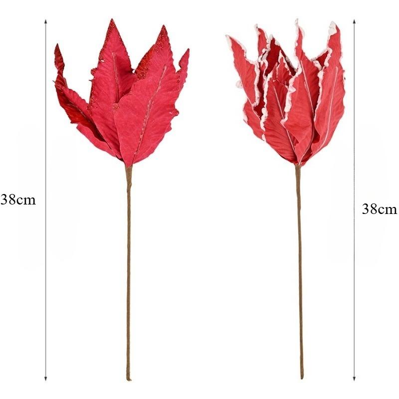 12 petals Christmas flower simulation Christmas flower window home decoration gold powder maple leaf Christmas props