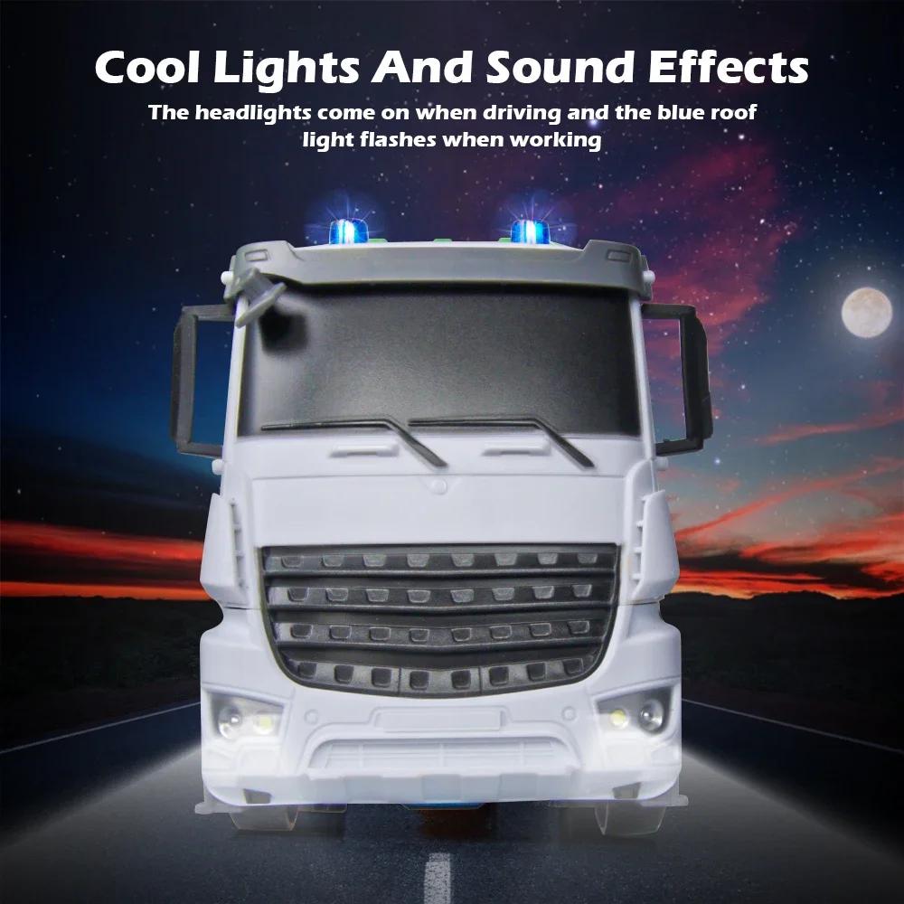 RC Sanitation Garbage Truck Toy with Lights 1/14 2.4G Radio Controlled Car Vehicle Recycling Cars Birthday Gifts for Children