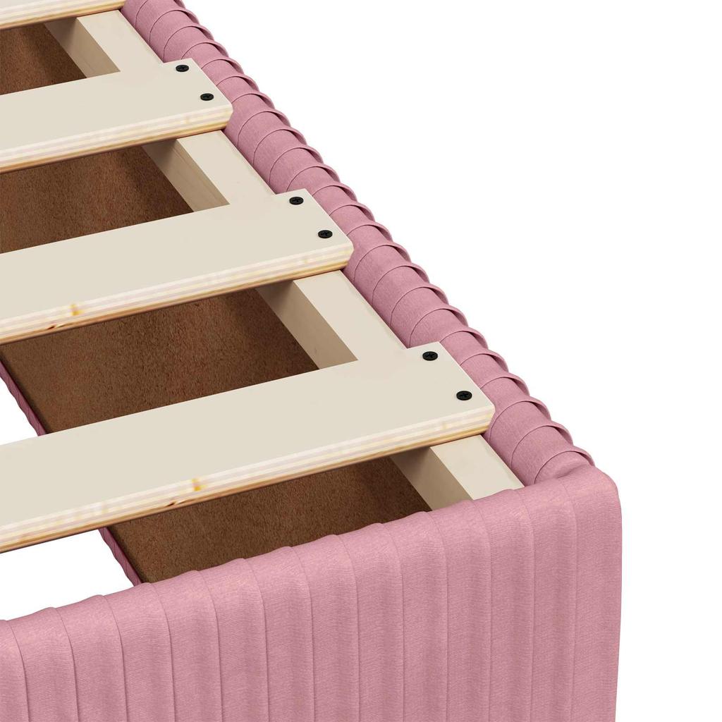 Box Spring Bed with Mattress and Headboard Pink 90 x 190 cm Velvet