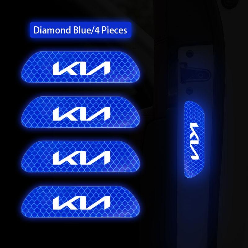 AHM1 4Pcs Car Door Reflective Stickers Safety Warning Mark For KIA Carnival Niro EV9 K8 Forte Cerato Sportage Ray EV Telluride Seltos