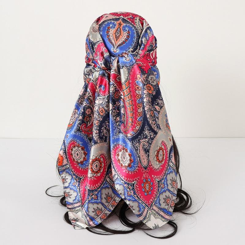 New cashew print silk scarf women's trend versatile shawl satin headscarf 90 square scarf scarf women