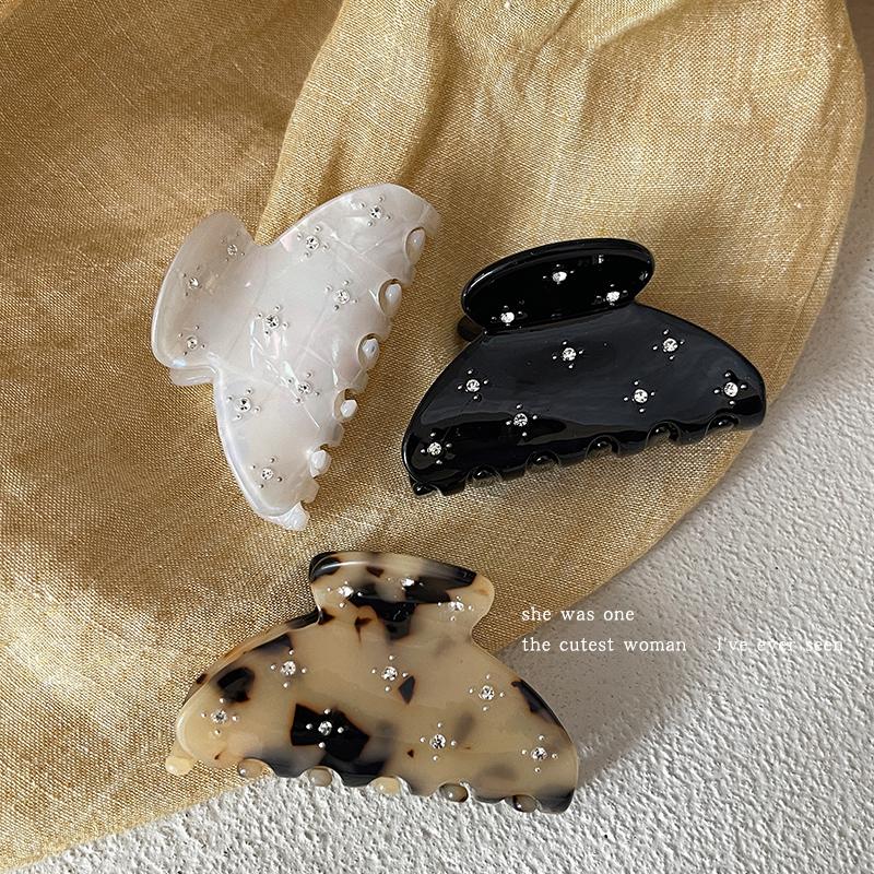 Autumn/Winter Starry Sky Rhinestone Acetate Hair Clip - Medium Size Claw for Elegant Half-Up or Bun Styles