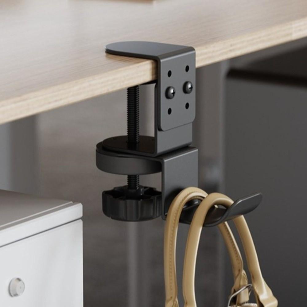 Carbon Steel Desk Edge Bag Hook Rotatable Removable Table Side Backpack Rack Adjustable Punch-free Hanging Handbag Holder