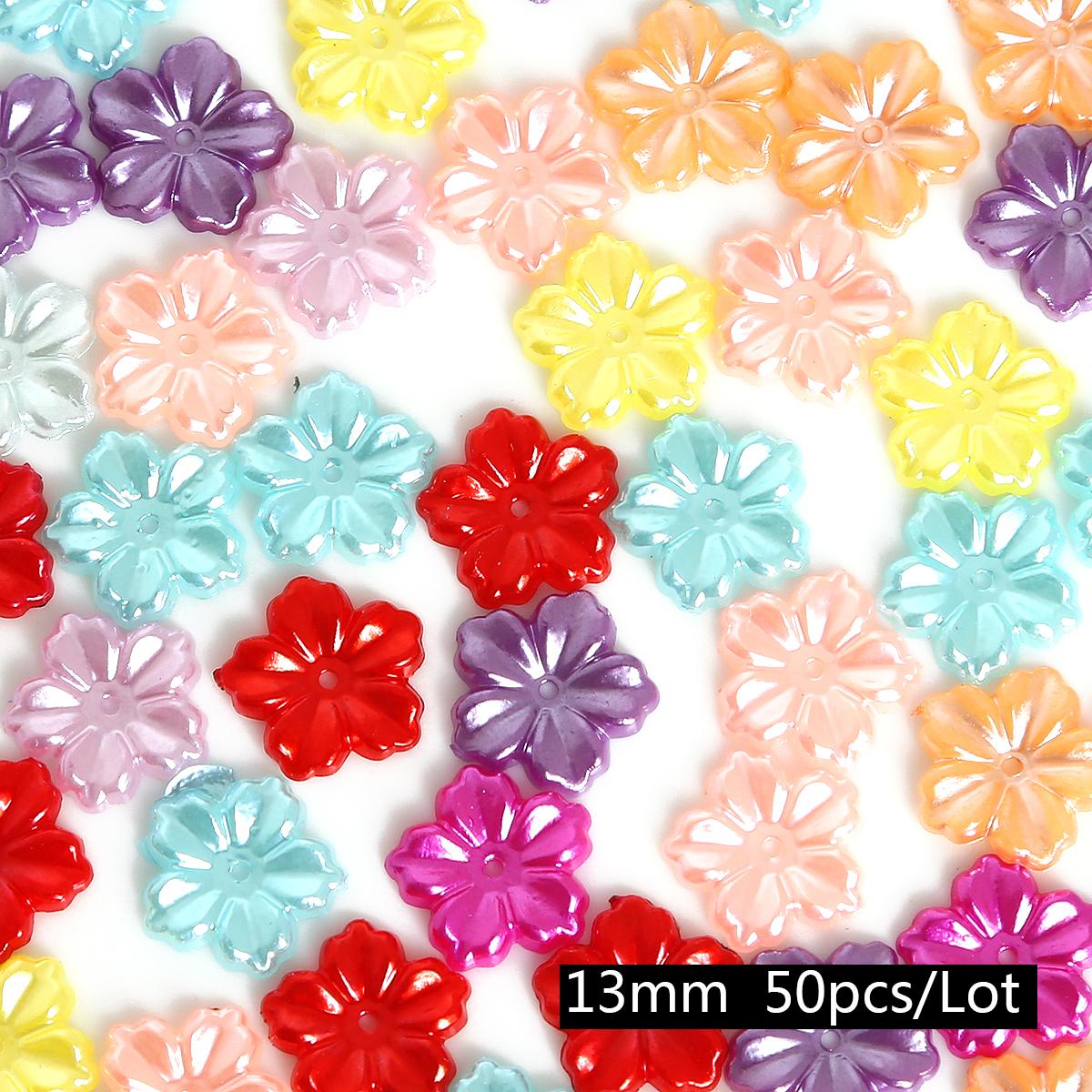 

20-100шт БЕЗ отворів різнокольорові квіти з плоскою спинкою, кабошон, імітація пластику з АБС-пластику, перламутрові намистини, DIY, ремісниче виготовлення, прикраса одягу 13mm 50pcs різнокольоровий