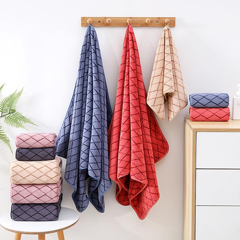 2 Pcs Checkered Towel Bath Towel Set (Multi-Color) - Absorbent & Soft Home Towels