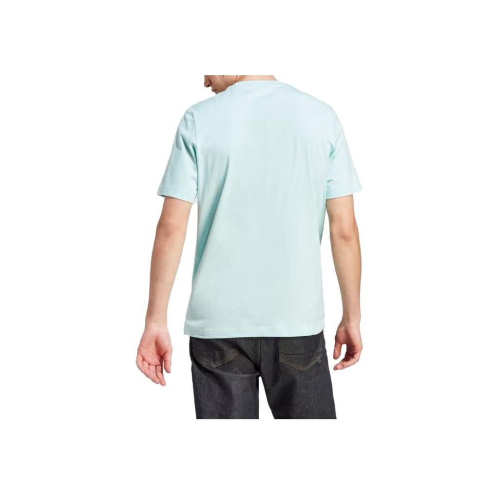 Adidas Originals Solid Color Crew Neck T-Shirt Men Tops Blue IL5381