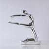 Silver Exercise Pose Figurine with Rectangular Base Glossy Resin Sculpture Artistic