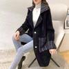 Autumn Winter Women Coat New Mink Velvet Thick Loose Sweater Collar Medium Long Knitted